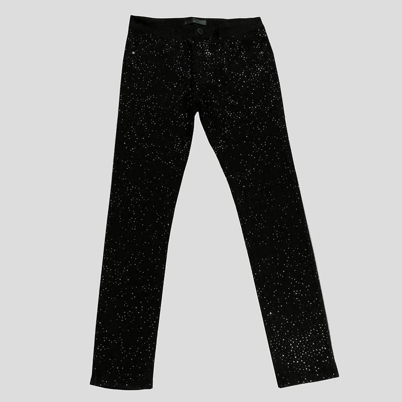 KDNK Black Rhinestone Skinny Jeans