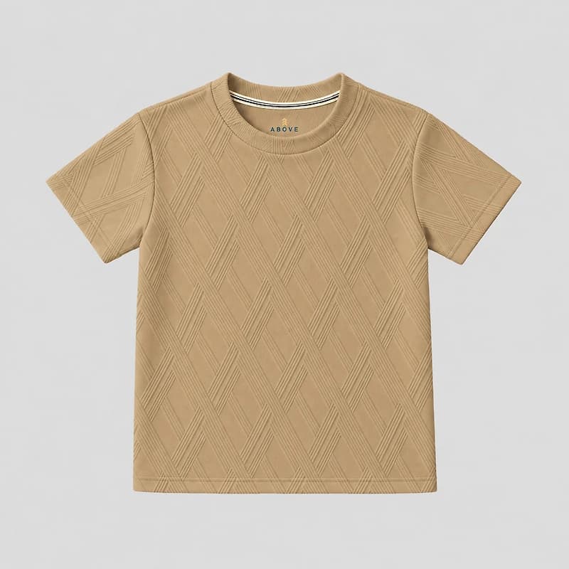 ABOVEMAN Boy's T-shirt de niño con textura geometrica