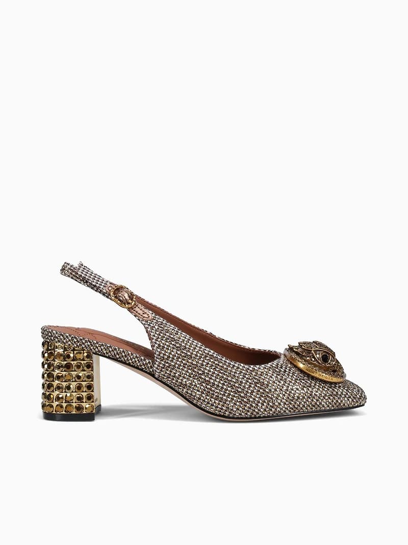 Chelsea Block Slingback Beige Fabric