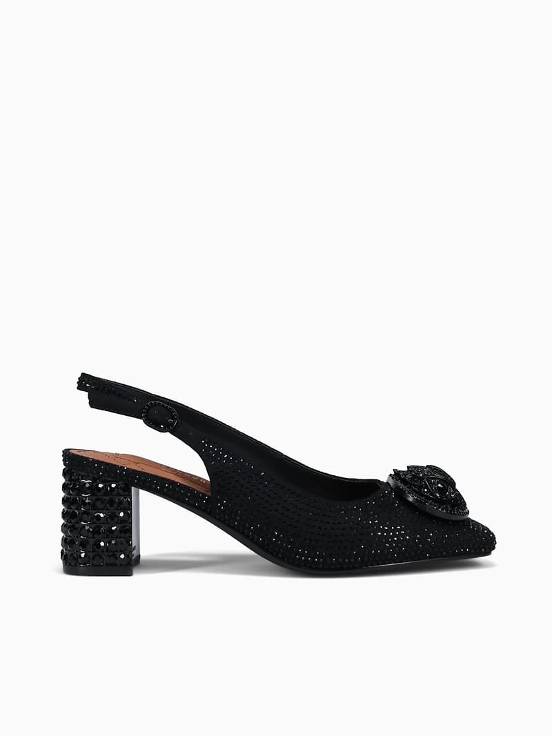 Chelsea Block Slingback Dr Black Fabric