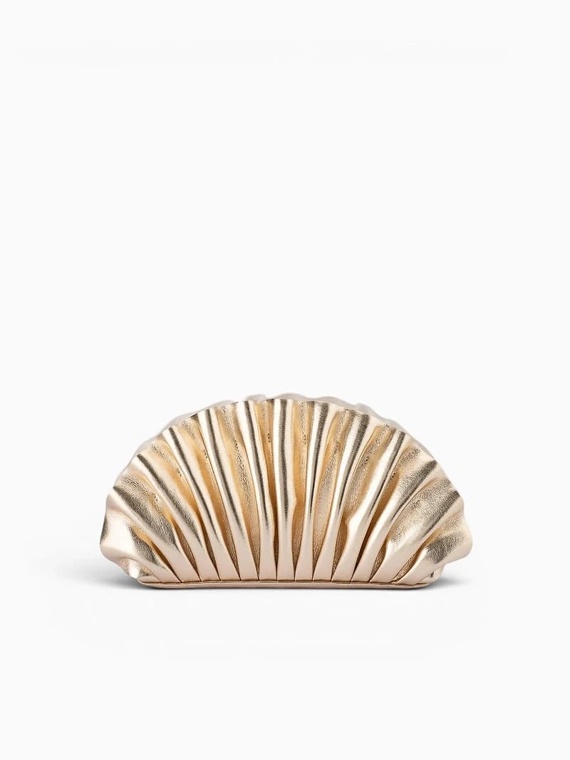 Holly Pleated Clutch Gold